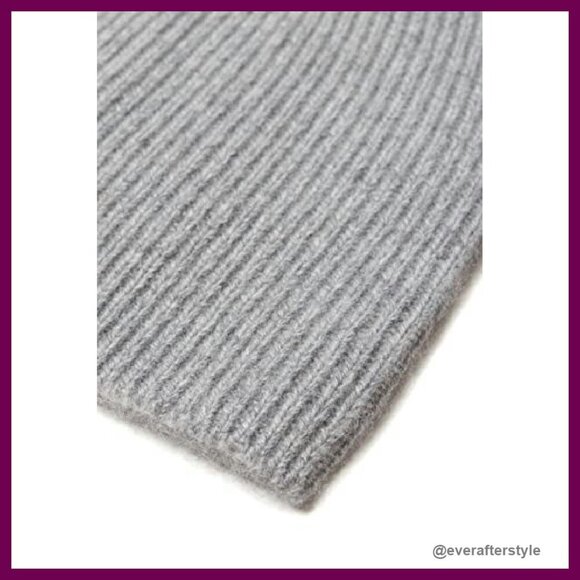 Pure Cashmere Ribbed Beanie Slouchy Winter Hat Classic Elegant Minimal Chic main image 7